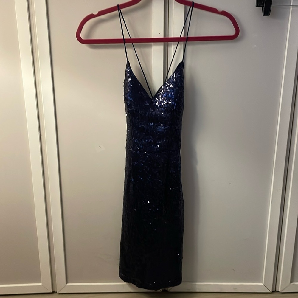 Hello Molly Navy Blue Sequin Mini Dress